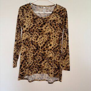 LULAROE Tunic XXS Animal Print Long Sleeve Hi Lo Hem Stretch Cheetah Comfy